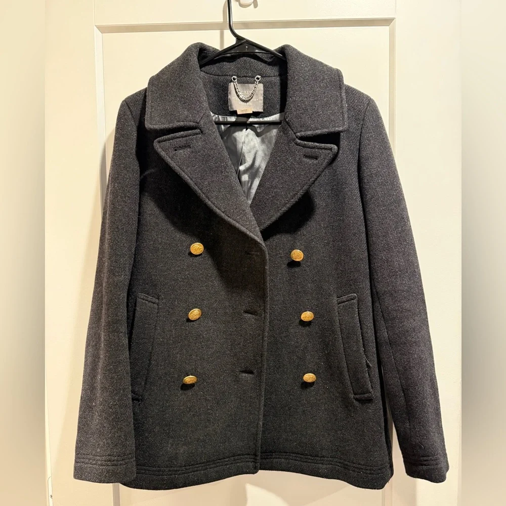 J. Crew Majesty Heather Charcoal Wool Peacoat Size 6 - Picture 2 of 8